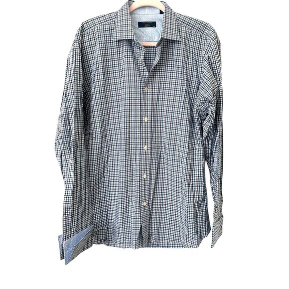 TED BAKER LONDON Archive Checkered Dress‎ Shirt 16.5 - Picture 1 of 5